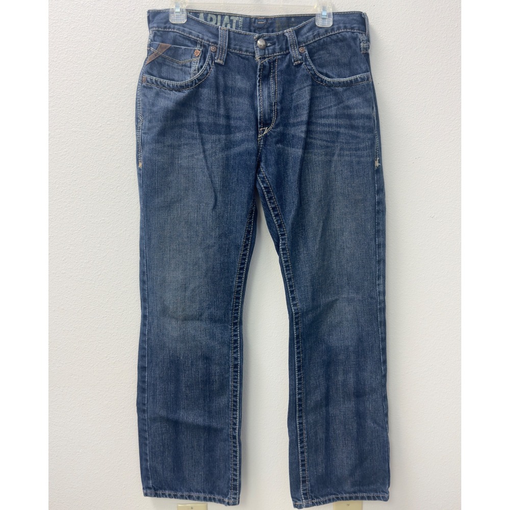 Ariat M5 Slim Straight Jeans Mens 32x32 Blue Buffalo Nickel Button Western